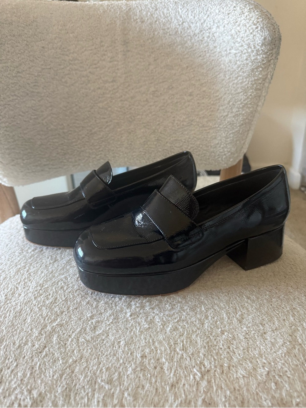 Jeffrey Campbell Black Patent Platform Penny Loafers